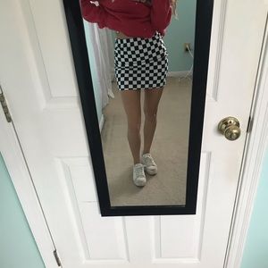 black and white checkered skirt